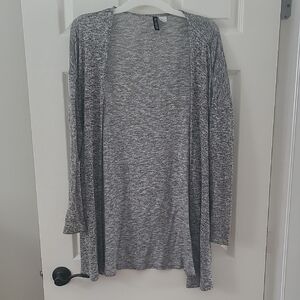 Gray Open-Front Cardigan Sweater